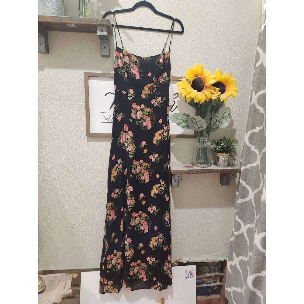 Reformation Black Floral Maxi Dress